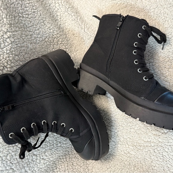 Torrid Black Canvas Lug Bootie - Extra Wide Width (WW) - Picture 6 of 7